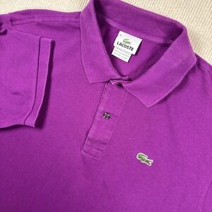 Lacoste Jersey Polo Shirt Men's Size 6 (XL) Purple Cotton Logo Preppy
